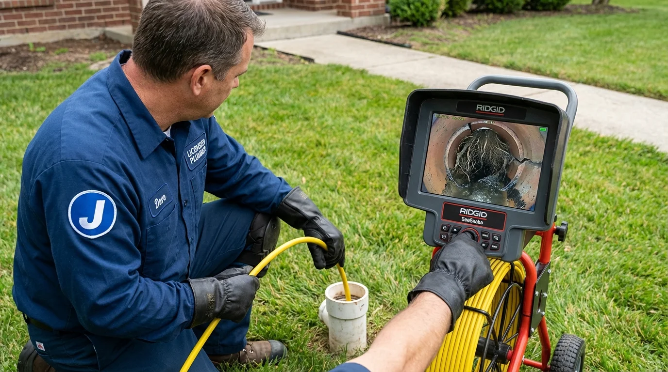 Sewer camera inspection being performed by Johns Plumbing LLC in Silver Grove